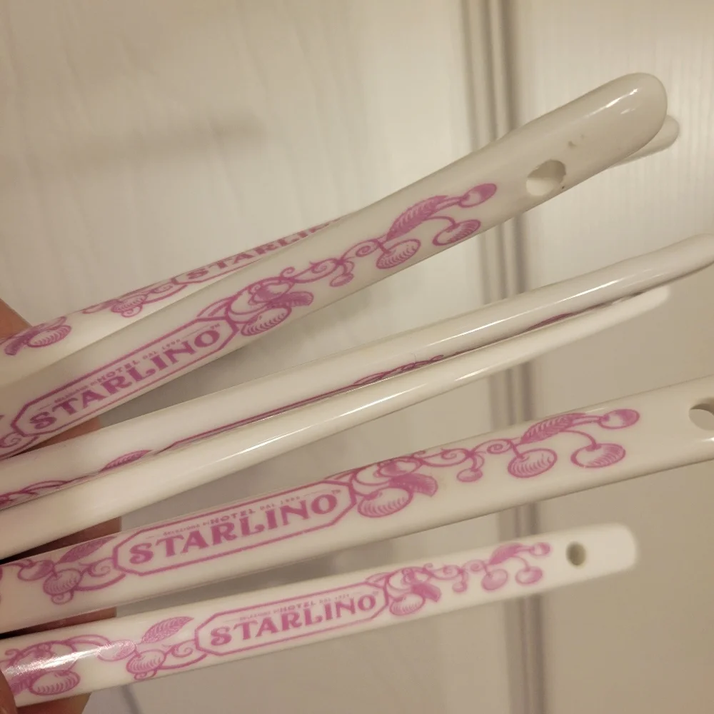 Hotel Starlino Logo Ceramic Spoons (6) ~ Bar Cart ~ Coffee Bar ~ Dessert Spoon